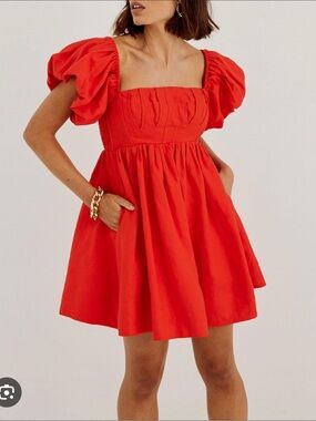 Sovere Relish Puff Sleeve Square Neck Mini Dress